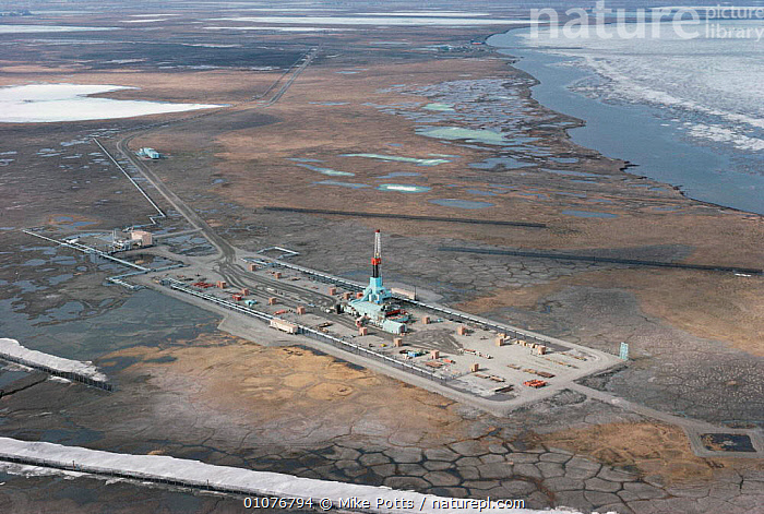 Stock Photo Of Aerial View Of Oil Drilling Rig On Coastal Wetlands