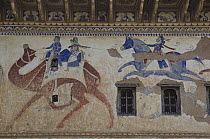 Traditional paintings on wall of Havelis (merchant's house)  Ratannagar, Rajasthan, India