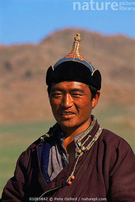 Stock photo of Mongolian nomad in traditional dress, central Mongolia ...