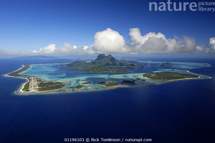 Stock photo of Aerial view of a volcanic island in French Polynesia ...