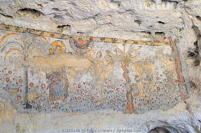 Stock photo of Painting of Adam and Eve in Eden from the (first half of ...