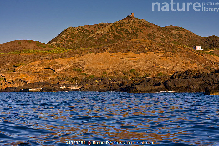 Stock photo of Linosa, island of Sicily. View from the sea of the northern  coast, with…. Available for sale on