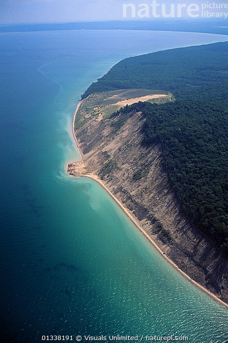 Stock photo of Aerial view of dune erosion at Pyramid Point, Lake ...