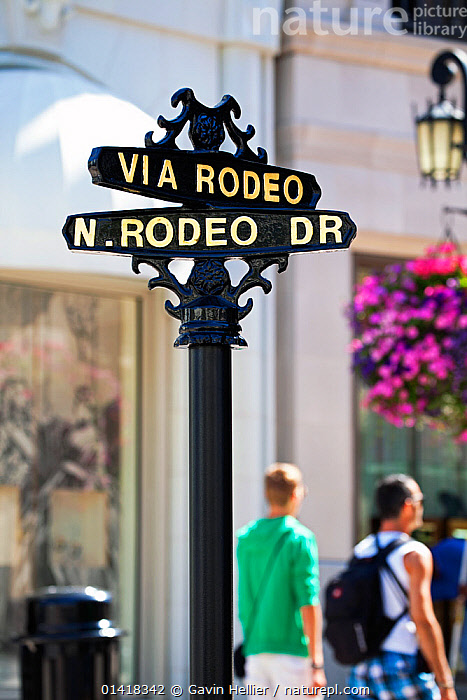Stock photo of Rodeo Drive sign, Beverly Hills, Los Angeles, California,  USA, July 2011. Available for sale on