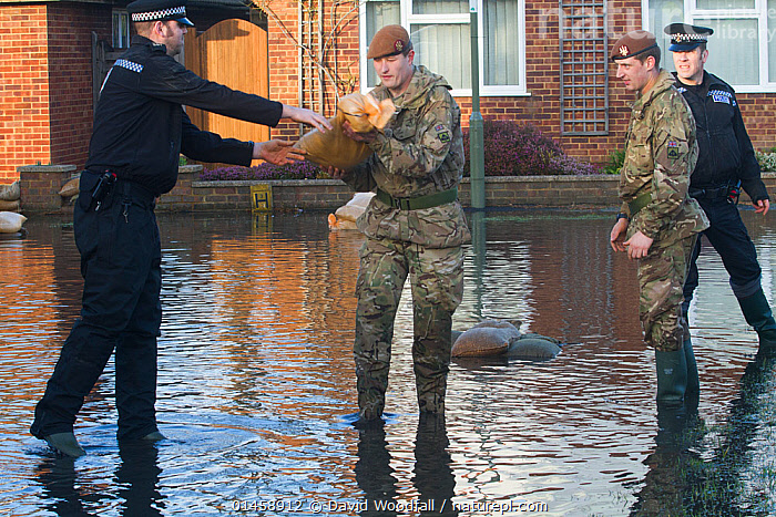 Stock photo of Army and police in flooded street after February 2014 ...