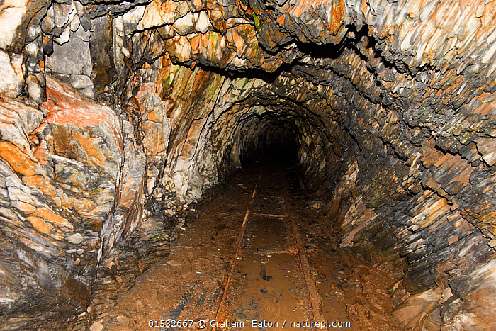 Stock photo of An adit in an abandoned slate mine (Cambrian age) at ...