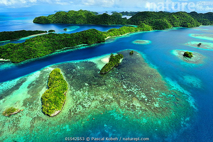 Stock photo of Aerial view of Palau and associated tropical islands ...