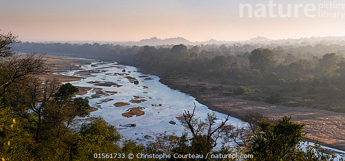 Stock photo of Panoramic view across Sand River, Mala Mala Game Reserve ...