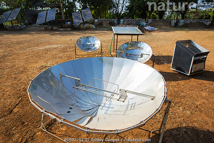 Stock photo of Solar cookers, solar food dryers and solar water ...