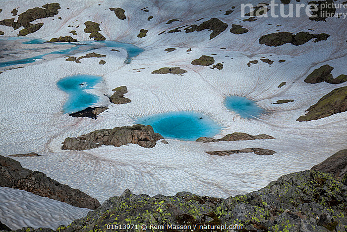Stock photo of Ice thawing on snow covered mountain lake. Lac Noir ...