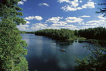 Tourists canoeing in the Boundary Waters Canoe Area Wilderness, Minnesota