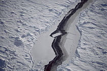 Aerial view of lead in pack ice, Arctic Ocean, North Pole, Arctic