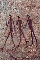 Cave art depicting hunters, Namibia