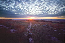 Stone fence at sunrise, Blue Mounds State Park, Minnesota