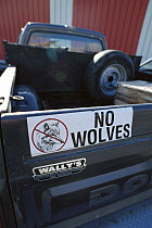 Truck with anti-wolf bumper sticker, Virginia