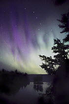 The Big Dipper and aurora borealis over Discovery Lake, Boundary Water Canoe Area Wilderness, Minnesota