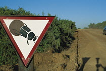 Sign warning drivers to watch for rare endangered Dung Beetles on road, South Africa