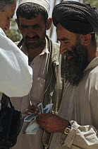 Farmer receiving money for collecting hedgehogs, agriculture station near Zabul, Iran