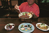 Minke Whale meat bar snack at Moon Garden Restaurant, Tokyo, Japan