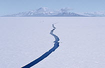 Sea ice splits to reveal long leads in summer, opening passages for marine life to travel, McMurdo Sound, Antarctica
