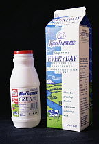 Milk and cream containers with the Kiwi featured on their labels, New Zealand