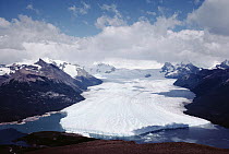 Perito Moreno Glacier advancing across Lake Argentina, seen from Cerro Buenos Aires, Los Glaciares National Park, Patagonia, Argentina