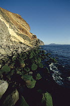 Intricate sedimentary layering, San Esteban Island, Sea of Cortez, Baja California, Mexico