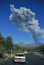 Mount Ruapehu eruption in 1996, seen from Whakapapa Village, Northwest Slope, Tongariro National Park, New Zealand