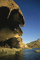 Wind and wave sculpted rocks, Partida Island, Sea of Cortez, Baja California, Mexico