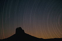 Startrails over Shiprock in four corners region, New Mexico