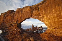 Turret arch through north window arch, Arches National Park, Utah