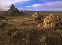 Church Rock, eroded volcanic plug reaching 300 feet, Navajo Reservation, Monument Valley Navajo Tribal Park, Arizona