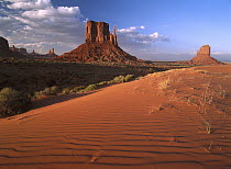 Sand dunes and the Mittens, Monument Valley Navajo Tribal Park, Arizona
