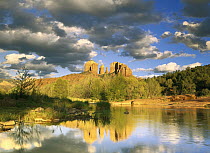 Cathedral Rock reflected in Oak Creek at Red Rock crossing, Red Rock State Park near Sedona, Arizona
