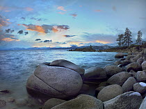 Rocky shoreline along Hidden Beach, Lake Tahoe, Nevada