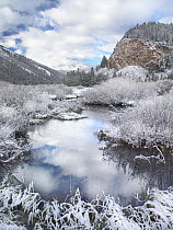 Boulder Mountains and Summit Creek dusted with snow, Idaho