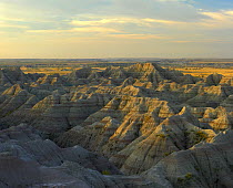 White River Overlook showing sandstone striations and erosional features, Badlands National Park, South Dakota
