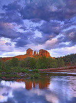 Cathedral Rock reflected in Oak Creek at Red Rock Crossing, Red Rock State Park near Sedona, Arizona