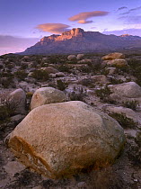 Boulder field and El Capitan, Guadalupe Mountains National Park, Texas