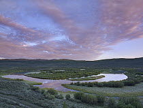Dawn over big bend in Green River, Bridger-Teton National Forest, Wyoming