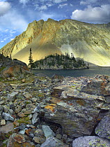 Nokhu Crags (12,485 feet) and lake, Rocky Mountains, Colorado