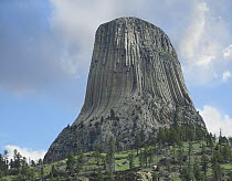 Devil's Tower National Monument showing famous basalt tower, sacred site for Native Americans, Wyoming
