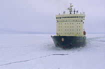 Russian icebreaker tracking through leading edge of pack ice, Weddell Sea, Antarctica