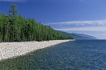 Rocky beaches along the coast of Holy Nose Peninsula, Lake Baikal, Russia