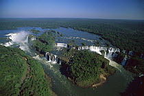 Aerial view of Iguacu Falls, largest waterfalls in the world, Iguacu National Park, Brazil