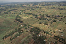 Aerial view of rural farmlands surrounding the Ngong Hills outside Nairobi, Kenya
