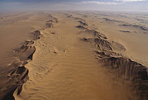 Aerial view of transverse sand dunes, Namib-Naukluft National Park, Namibia