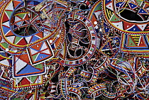 Detail of colorful Masai beadwork, Africa