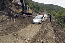 Access roads being cleared after the May 12, 2008 earthquake and landslides, CCRCGP, Wolong, China