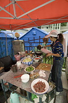 Food preparation tent in temporary compound after the May 12, 2008 earthquake and landslides, CCRCGP, Wolong, China